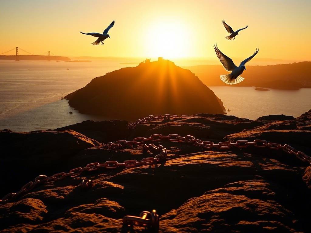 A sunset over Alcatraz