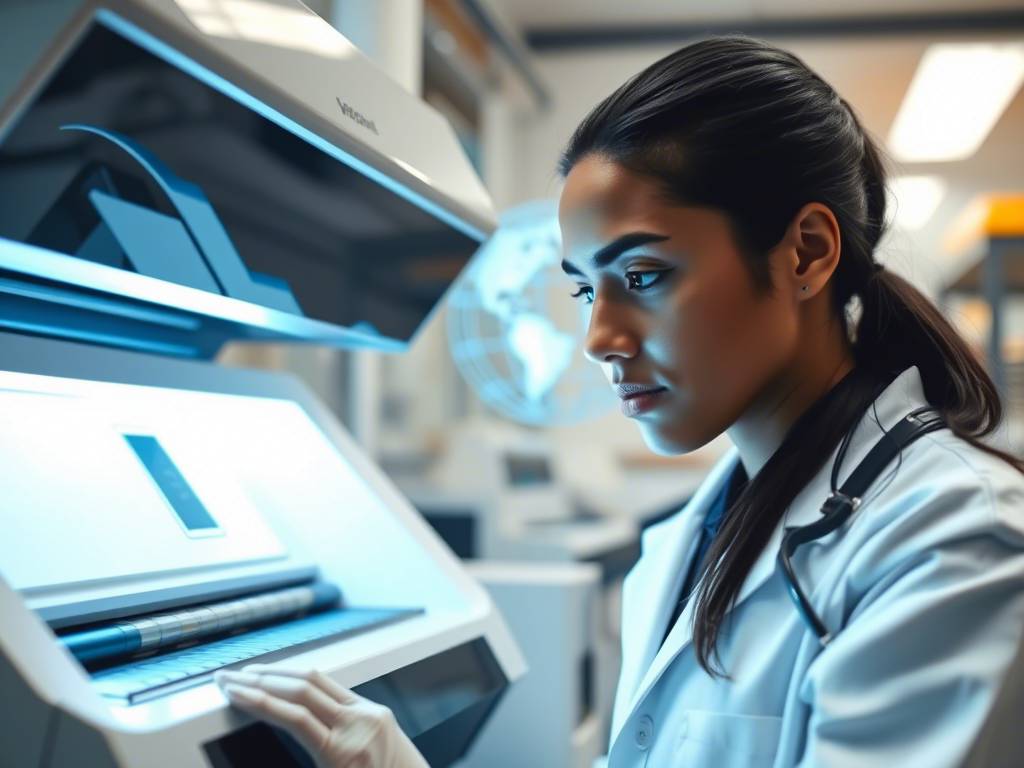 A lab technician using a high tech