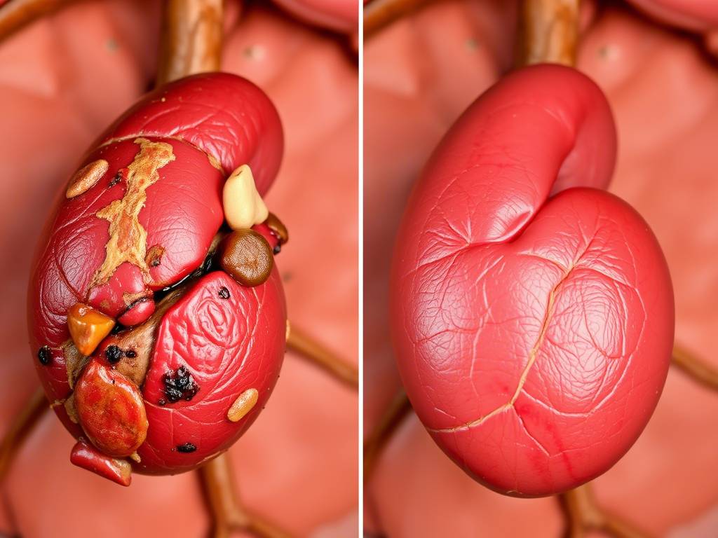 diseased liver vs healthy organ