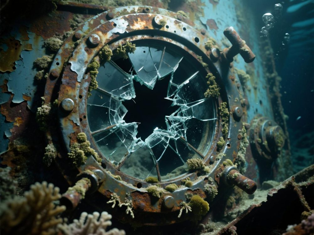 Close up view of a Titanic porthole